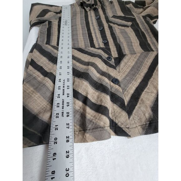 Terra Sj Apparel Womens Striped 3/4 Sleeve Button-Up Tunic Top Medium Pocket - Picture 8 of 8